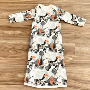 Moomin (Finland) Black/White/Orange Whimsical Print Cotton Gown 3-6 Months
